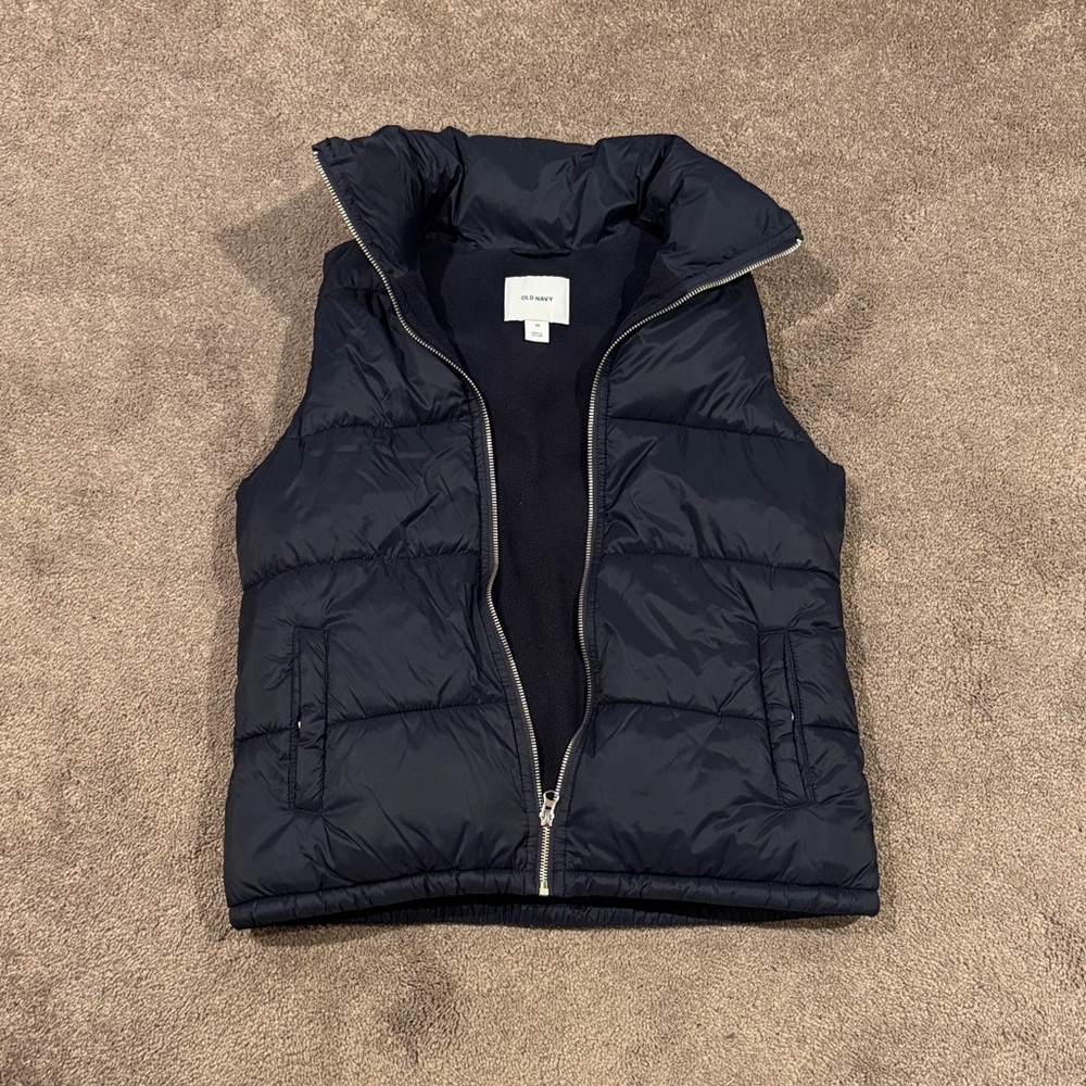 Old Navy Navy Quilted Puffer Vest Zip Front Casual SIZE XS